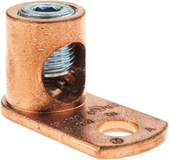 Made in USA - 6 AWG Noninsulated Crimp Connection Square Ring Terminal - 3/8" Stud, 1-31/32" OAL x 15/16" Wide, Copper Alloy Contact - Eagle Tool & Supply