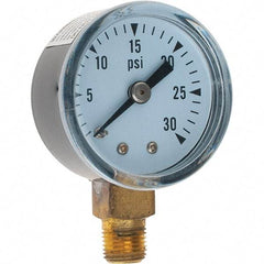 Value Collection - 1-1/2" Dial, 1/8 Thread, 0-30 Scale Range, Pressure Gauge - Lower Connection Mount - Eagle Tool & Supply