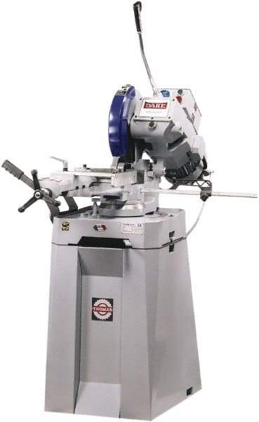 Dake - 2 Cutting Speeds, 14" Blade Diam, Cold Saw - 22 & 88 RPM Blade Speed, Floor Machine, 3 Phase, Compatible with Ferrous/Non-Ferrous Material - Eagle Tool & Supply