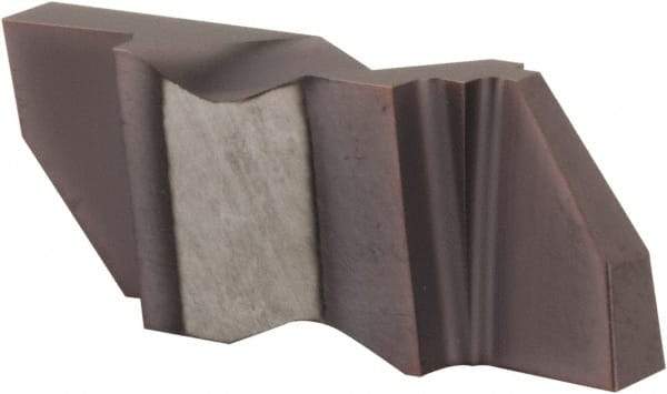 Tool-Flo - 0.375FLGD CB Grade AC50, 3/32" Cutting Width Carbide Grooving Insert - 1/4" Max Depth of Cut, Left Hand, .005 to .010" Corner Radius, AlTiN Finish - Eagle Tool & Supply