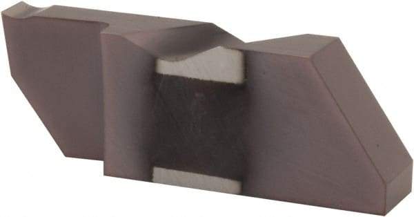 Tool-Flo - 0.375FLGD CB Grade AC3, 3/32" Cutting Width Carbide Grooving Insert - 1/4" Max Depth of Cut, Right Hand, .005 to .010" Corner Radius, AlTiN Finish - Eagle Tool & Supply