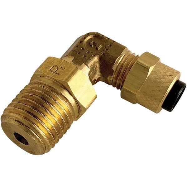 Compression Tube Swivel Elbow: 1/8″ Thread, 3/8″ Tube OD, Compression x MNPT Brass