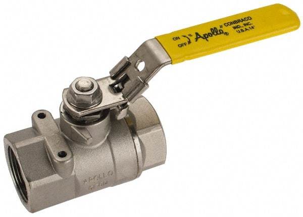 Apollo - 1-1/4" Pipe, Standard Port, Stainless Steel Standard Ball Valve - 2 Piece, NPT Ends, Locking Lever Handle, 600 WOG, 150 WSP - Eagle Tool & Supply