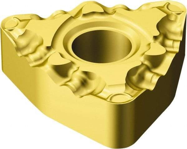 Sandvik Coromant - WNMG331 PF Grade 1525 Cermet Turning Insert - TiCN/TiN Finish, 80° Trigon, 1/4" Inscr Circle, 3/16" Thick, 1/64" Corner Radius - Eagle Tool & Supply