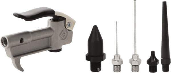 Value Collection - 6 Piece Aluminum Body Air Gun Kit - 1/4 NPT Inlet, 150 Max psi, Aluminum Hose - Eagle Tool & Supply