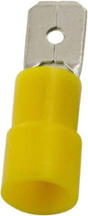 Value Collection - 12 to 10 AWG, PC, Partially Insulated, Male Wire Disconnect - 1/4" Wide Tab, Yellow, cUL Listed, RoHS Compliant, UL Listed - Eagle Tool & Supply