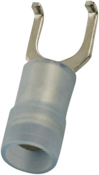 Value Collection - #6 Stud, 16 to 14 AWG Compatible, Partially Insulated, Crimp Connection, Flanged Fork Terminal - Eagle Tool & Supply