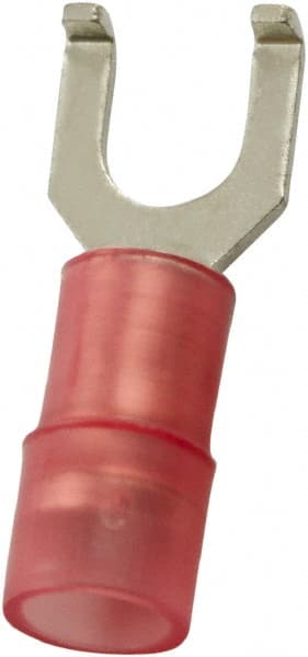 Value Collection - #6 Stud, 22 to 16 AWG Compatible, Partially Insulated, Crimp Connection, Flanged Fork Terminal - Eagle Tool & Supply