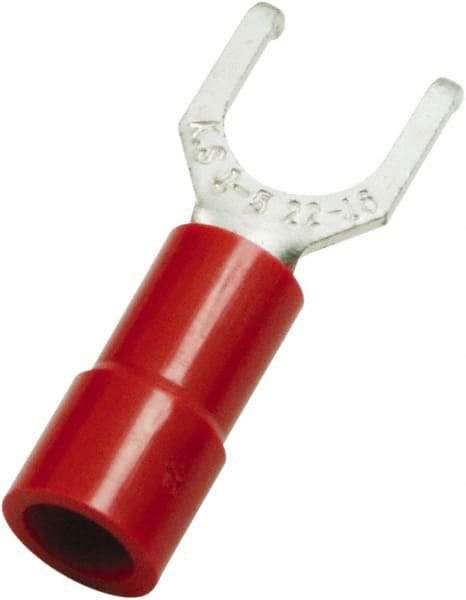 Value Collection - #6 Stud, 22 to 16 AWG Compatible, Partially Insulated, Flanged Fork Terminal - Eagle Tool & Supply