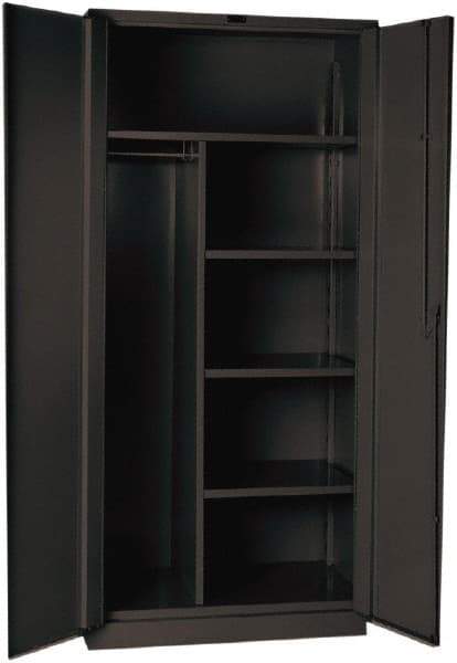 Hallowell - 4 Shelf Combination Storage Cabinet - Steel, 36" Wide x 24" Deep x 78" High, Gray - Eagle Tool & Supply
