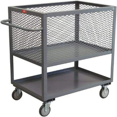 Jamco - 1,200 Lb Capacity, 2 Shelf, 4-Sided Steel Shelf Truck - 24" Long x 48" Wide x 44" High, 8" Diam Wheels - Eagle Tool & Supply