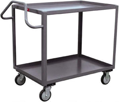 Jamco - 1,200 Lb Capacity, 24" Wide x 48" Long x 35" High Ergonomic Utility Cart - 2 Shelf, Steel, 2 Rigid/2 Swivel Casters - Eagle Tool & Supply