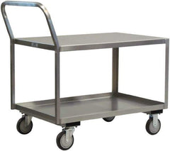 Jamco - 1,200 Lb Capacity, 24" Wide x 48" Long x 27" High Shelf Cart - 2 Shelf, Stainless Steel, 2 Rigid/2 Swivel Casters - Eagle Tool & Supply