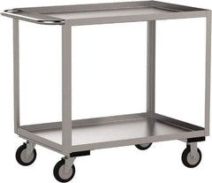 Jamco - 1,200 Lb Capacity, 36" Wide x 18" Long x 35" High Shelf Cart - 2 Shelf, Stainless Steel, 2 Rigid/2 Swivel Casters - Eagle Tool & Supply
