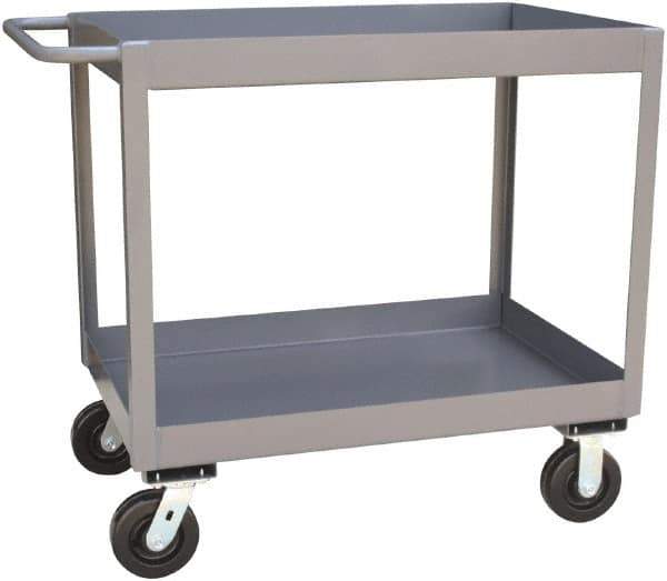 Jamco - 2,400 Lb Capacity, 24" Wide x 48" Long x 36" High Standard Utility Cart - 2 Shelf, Steel, Phenolic Casters - Eagle Tool & Supply