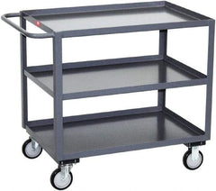 Jamco - 1,200 Lb Capacity, 18" Wide x 24" Long x 35" High Service Cart - 3 Shelf, Steel, 2 Rigid/2 Swivel Casters - Eagle Tool & Supply