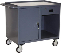 Jamco - 1,200 Lb Capacity, 2 Shelf, 1 Drawer, 2 Tray, 1 Door Mobile Workstation - 36" Wide x 24" Deep x 36" High, Steel, Gray - Eagle Tool & Supply