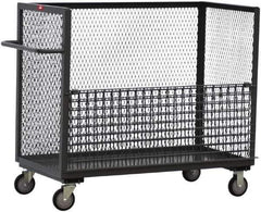 Jamco - 1,200 Lb Capacity, 1 Shelf, 3-Sided Steel Mesh Stock Truck - 24" Long x 48" Wide x 48" High, 8" Diam Wheels - Eagle Tool & Supply