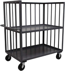 Jamco - 2,000 Lb Capacity, 2 Shelf, 3-Sided Steel Truck - 36" Long x 24" Wide x 57" High, 6" Diam Phenolic Resin Wheels - Eagle Tool & Supply