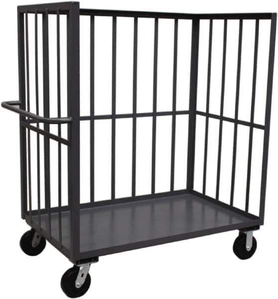 Jamco - 2,000 Lb Capacity, 1 Shelf, 3-Sided Steel Truck - 60" Long x 30" Wide x 57" High, 6" Diam Phenolic Resin Wheels - Eagle Tool & Supply