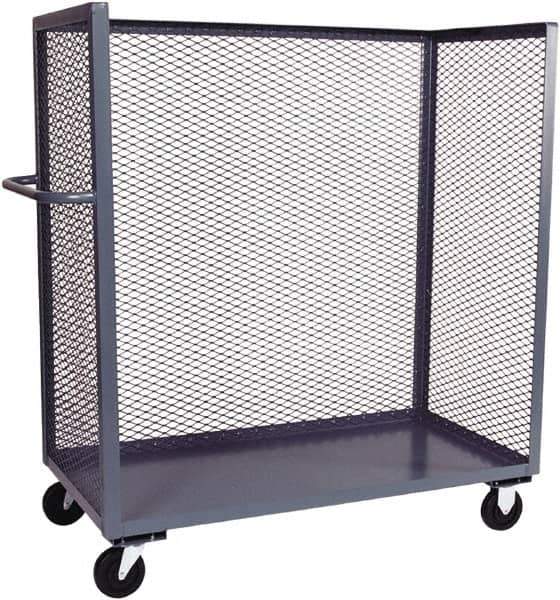 Jamco - 2,000 Lb Capacity, 1 Shelf, 3-Sided Steel Truck - 60" Long x 30" Wide x 57" High, 6" Diam Phenolic Resin Wheels - Eagle Tool & Supply