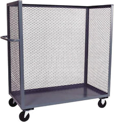 Jamco - 2,000 Lb Capacity, 1 Shelf, 3-Sided Steel Mesh Stock Truck - 36" Long x 72" Wide x 57" High, 6" Diam Phenolic Wheels - Eagle Tool & Supply