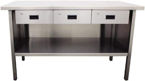 Jamco - 60 Wide x 30" Deep x 35" High, Stainless Steel Workbench - Flat Top, Fixed Legs, Stainless - Eagle Tool & Supply
