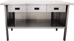 Jamco - 60 Wide x 30" Deep x 35" High, Stainless Steel Workbench - Flat Top, Fixed Legs, Stainless - Eagle Tool & Supply