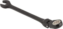 Proto - 3/8" 12 Point Flexhead Combination Wrench - 15° Offset Angle, 5" OAL, Steel, Black Chrome Finish - Eagle Tool & Supply