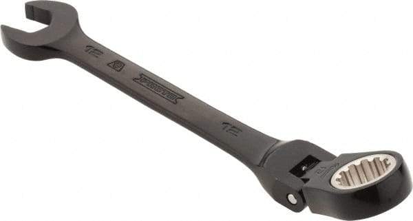 Proto - 12mm 12 Point Flexhead Combination Wrench - 15° Offset Angle, 5" OAL, Steel, Black Chrome Finish - Eagle Tool & Supply