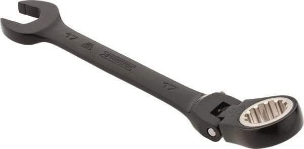 Proto - 17mm 12 Point Flexhead Combination Wrench - 15° Offset Angle, 7" OAL, Steel, Black Chrome Finish - Eagle Tool & Supply