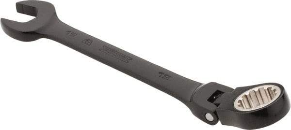 Proto - 19mm 12 Point Flexhead Combination Wrench - 15° Offset Angle, 8" OAL, Steel, Black Chrome Finish - Eagle Tool & Supply