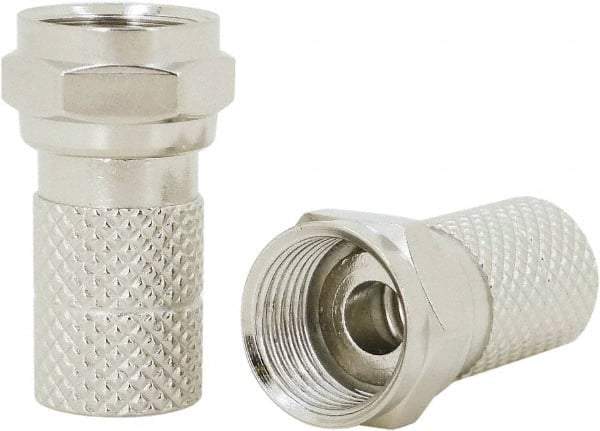 Ideal - Straight, F Type Crimp Coaxial Connector - Compatible with RG6, Brass Contact, Brass Body - Eagle Tool & Supply