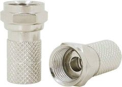 Ideal - Straight, F Type Crimp Coaxial Connector - Compatible with RG6, Brass Contact, Brass Body - Eagle Tool & Supply