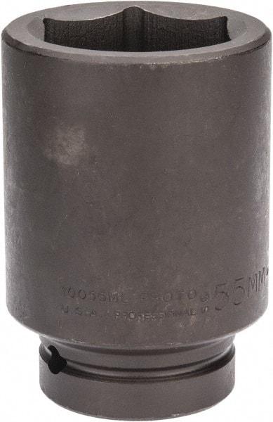Proto - 1" Drive 55mm Deep Impact Socket - 6 Points, 4-1/2" OAL - Eagle Tool & Supply