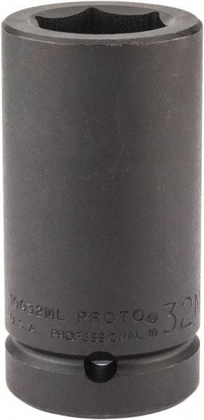 Proto - 1" Drive 32mm Deep Impact Socket - 6 Points, 4" OAL - Eagle Tool & Supply