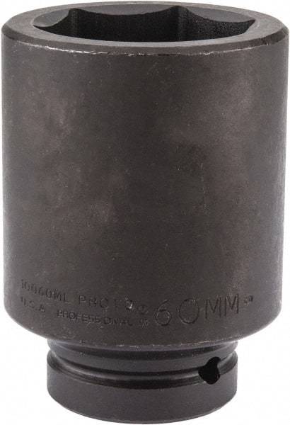 Proto - 1" Drive 60mm Deep Impact Socket - 6 Points, 4-3/4" OAL - Eagle Tool & Supply