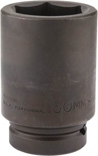 Proto - 1" Drive 50mm Deep Impact Socket - 6 Points, 4-1/4" OAL - Eagle Tool & Supply