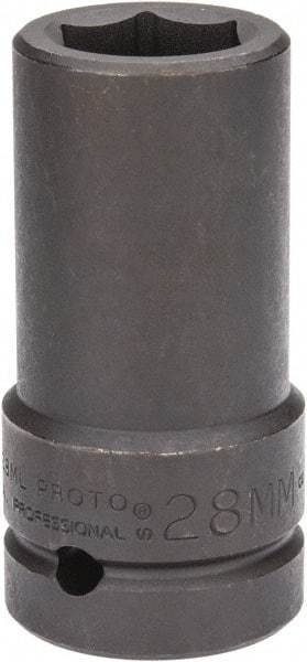 Proto - 1" Drive 28mm Deep Impact Socket - 6 Points, 4" OAL - Eagle Tool & Supply
