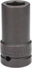 Proto - 1" Drive 28mm Deep Impact Socket - 6 Points, 4" OAL - Eagle Tool & Supply