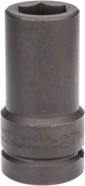 Proto - 1" Drive 27mm Deep Impact Socket - 6 Points, 4" OAL - Eagle Tool & Supply
