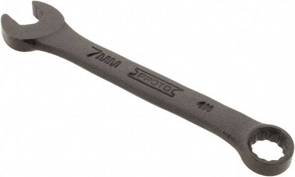 Proto - 7mm 12 Point Offset Combination Wrench - 15° Offset Angle, 3-3/8" OAL, Steel, Black Finish - Eagle Tool & Supply