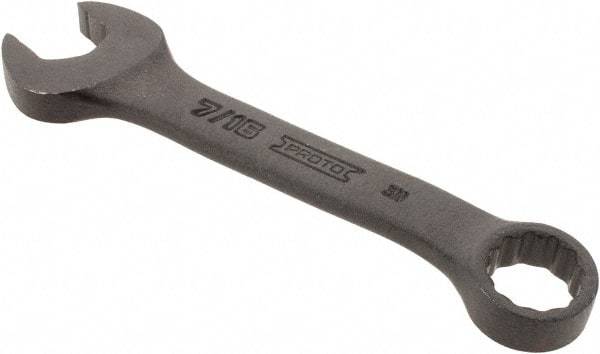 Proto - 7/16" 12 Point Offset Combination Wrench - 15° Offset Angle, 4-1/16" OAL, Steel, Black Finish - Eagle Tool & Supply