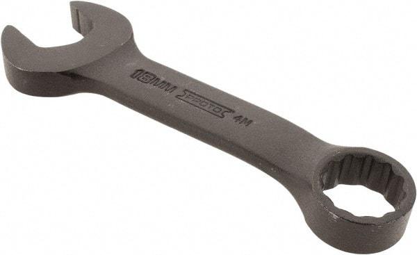 Proto - 18mm 12 Point Offset Combination Wrench - 15° Offset Angle, 5-1/4" OAL, Steel, Black Finish - Eagle Tool & Supply