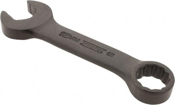 Proto - 16mm 12 Point Offset Combination Wrench - 15° Offset Angle, 4-7/8" OAL, Steel, Black Finish - Eagle Tool & Supply