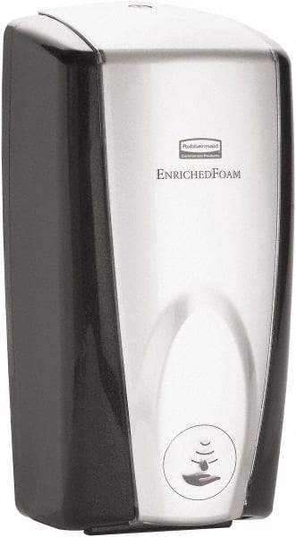 Rubbermaid - 1100 mL Foam Hand Soap Dispenser - Plastic, Hanging, Black & Chrome - Eagle Tool & Supply