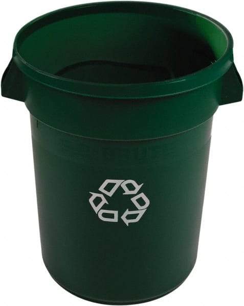 Rubbermaid - 32 Gal Green Round Recycling Container - Polyethylene, 59" High - Eagle Tool & Supply