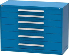 Vidmar - 6 Drawer, Modular Storage Cabinet - Steel, 60" Wide x 27-3/4" Deep x 44" High, Blue - Eagle Tool & Supply