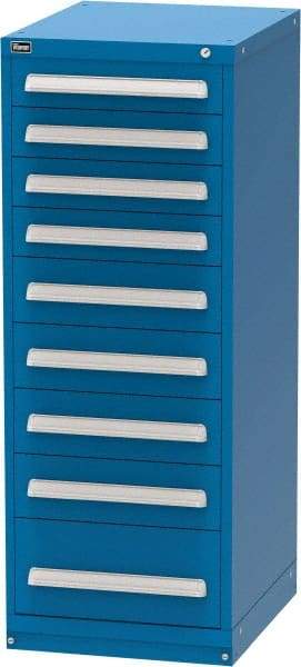 Vidmar - 9 Drawer, Modular Storage Cabinet - Steel, 22-1/2" Wide x 27-3/4" Deep x 59" High, Blue - Eagle Tool & Supply