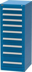 Vidmar - 9 Drawer, Modular Storage Cabinet - Steel, 22-1/2" Wide x 27-3/4" Deep x 59" High, Blue - Eagle Tool & Supply